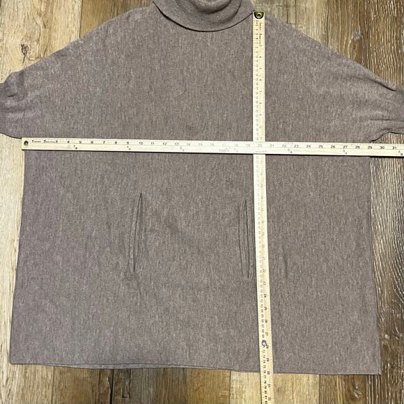 Garnet Hill Oversized Turtleneck Sweater Cashmere Merino Wool Walnut Pocket M - Picture 7 of 9